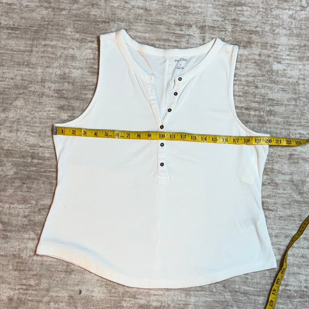Pilcro Womens XL White Ribbed Sleeveless V-neck Button Tank Top New Basic Casual - Picture 4 of 9